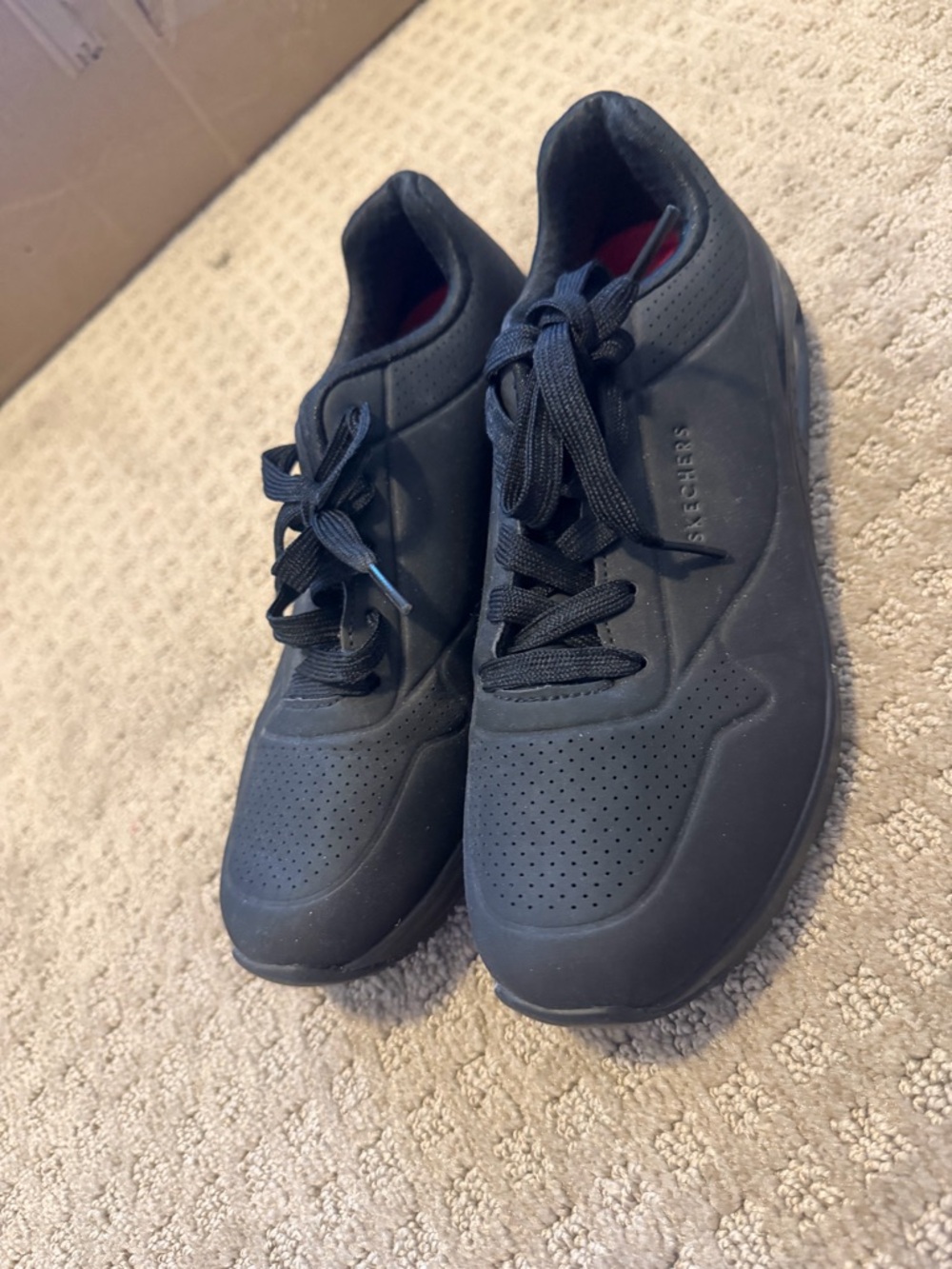 Skechers Black Perforated Lace-Up Casual Sneakers